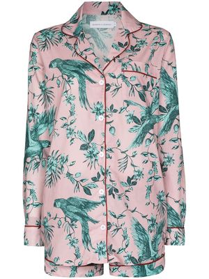 Desmond & Dempsey Bromley parrot-print cotton pyjama set - Pink