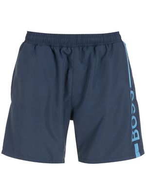 BOSS logo-print swim shorts - Blue