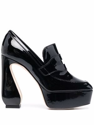 Si Rossi 85mm sculpted patent-leather loafers - Black