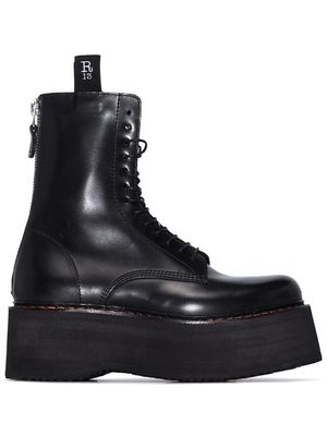 R13 black Double Stack lace-up leather boots