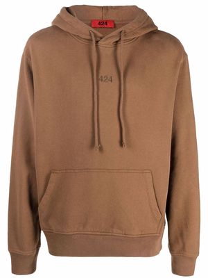 424 embroidered logo hoodie - Brown