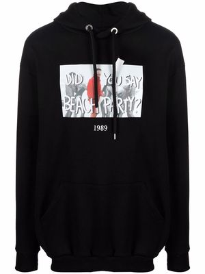 Throwback. graphic-print cotton hoodie - Black