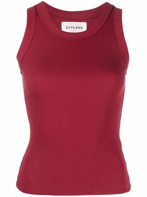 Styland fine-ribbed tank top - Red