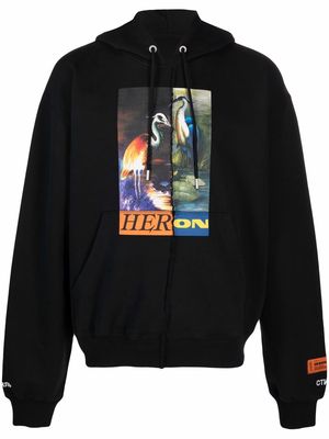 Heron Preston Split graphic-print hoodie - Black