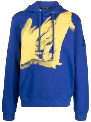 LANVIN hands print drawstring hoodie - Blue