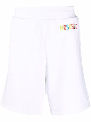 Moschino logo cotton track shorts - White