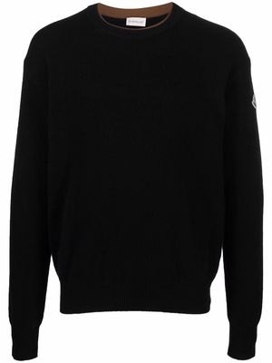Moncler logo-patch long-sleeve jumper - Black