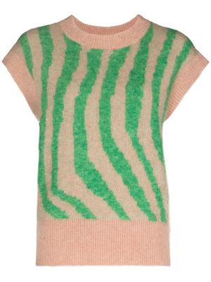 REMAIN Vestia zebra-print knitted vest - Green