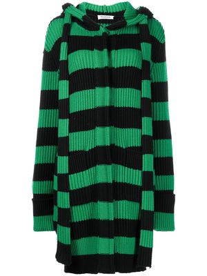 Monse stripe-pattern merino hooded cardigan - Black