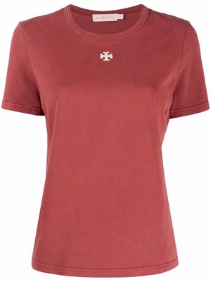 Tory Burch logo-patch cotton T-Shirt - Red