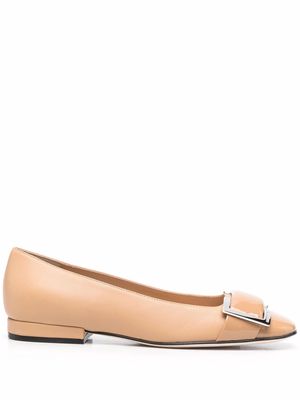 Sergio Rossi buckle-detail leather ballerina shoes - Neutrals