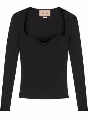 Gucci fine-ribbed long-sleeve top - Black