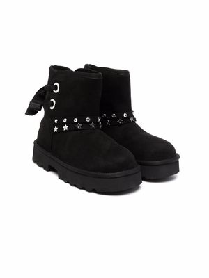 LIU JO Nina star-studded suede-effect ankle boots - Black
