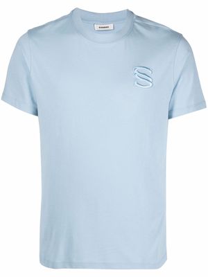 SANDRO Baseball logo-embroidered T-shirt - Blue