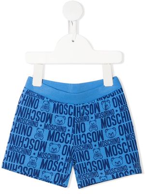 Moschino Kids monogram-print jersey shorts - Blue