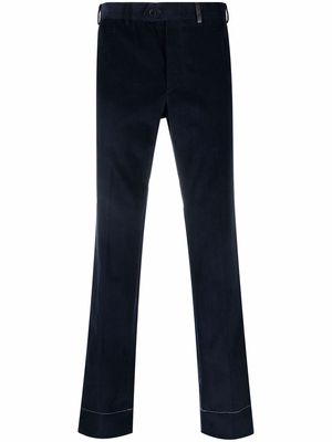Brioni corduroy pressed-crease straight trousers - Blue