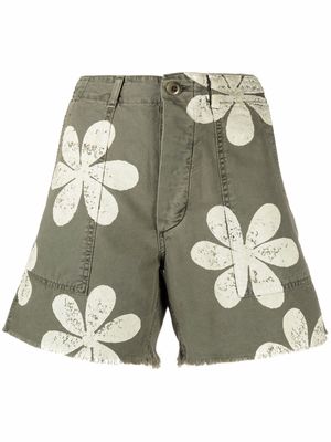 The Great. floral-print high-waisted shorts - Green