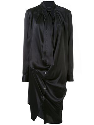 Ann Demeulemeester draped tie-neck shirt dress - Black