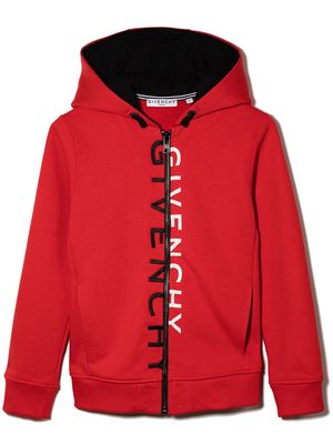 Givenchy Kids split logo zipped hoodie - Red
