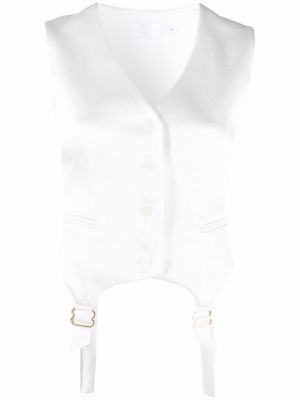RAQUETTE suspender-detail waistcoat - White