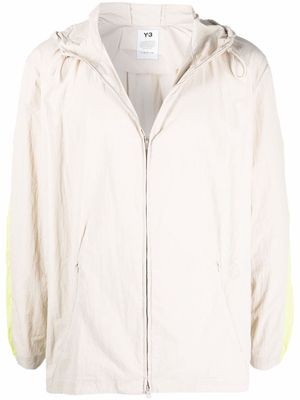 Y-3 colourblock hooded zip-up jacket - Neutrals