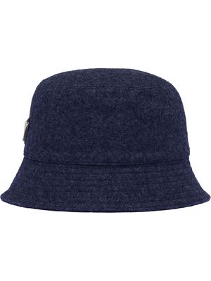 Prada logo plaque wool bucket hat - Blue