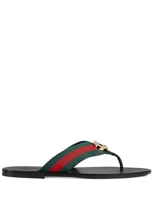 Gucci striped logo-embellished sandals - Black