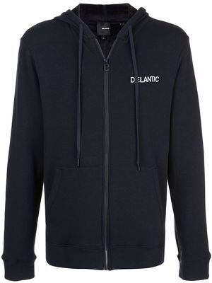 Delantic logo-print zip-front hoodie - Blue