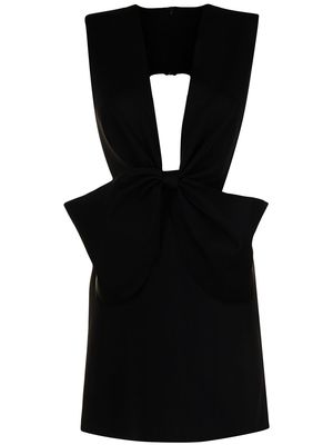 Isabel Sanchis bow-detail plunge V-neck dress - Black