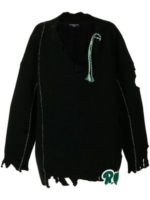 Raf Simons appliqué distressed sweater - Black