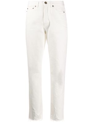 Saint Laurent raw-edge straight leg jeans - White