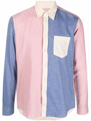 Mackintosh button down contrast panel shirt - Pink