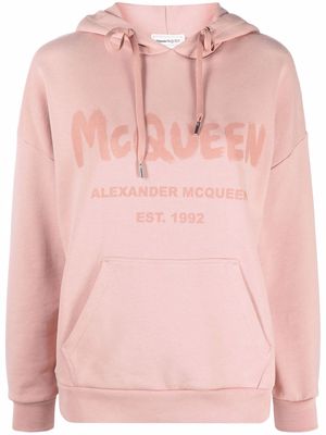 Alexander McQueen logo-print cotton hoodie - Pink