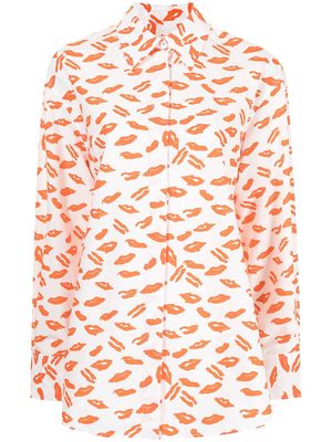 PortsPURE lip-print long-sleeve shirt - Orange