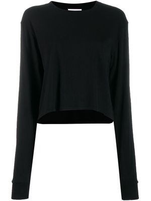 John Elliott jersey long-sleeved cropped T-shirt - Black