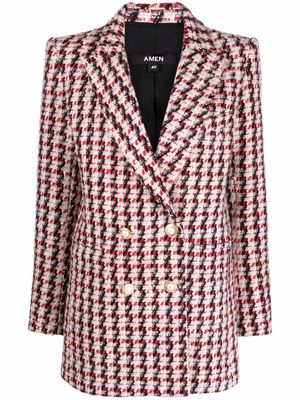 Amen tweed double-breasted blazer - 003 RED