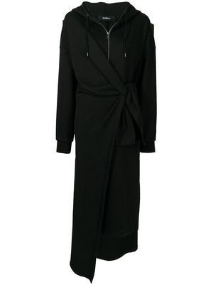 Goen.J knot-detail hooded dress - Black