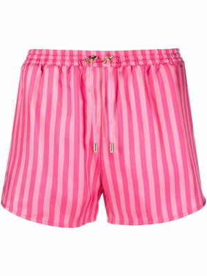 Balmain stripe-print silk shorts - Pink