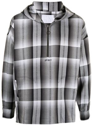 Off Duty plaid kean hooded shirt - Grey