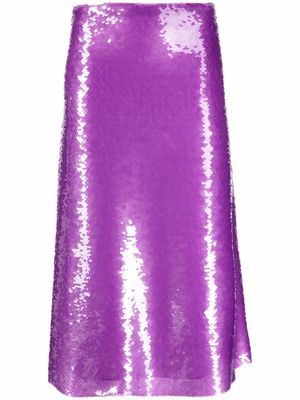 Victoria Beckham sequin flared midi skirt - Purple