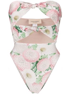 Adriana Degreas knot detail floral print swimsuit - Pink
