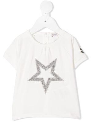 Moncler Enfant metallic embroidered star T-shirt - White
