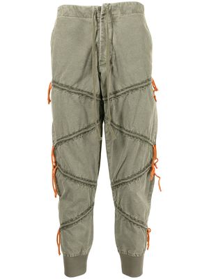 Greg Lauren contrasting-seam trousers - Green