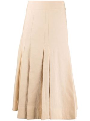 3.1 Phillip Lim A-Line cotton-blend pleated skirt - Neutrals
