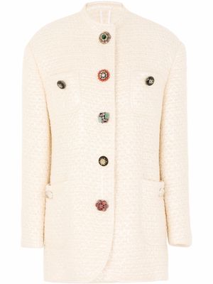 Dolce & Gabbana bouclé single-breasted jacket - White