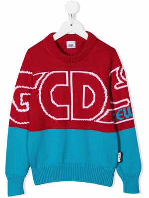 Gcds Kids two-tone logo-print jumper - Red