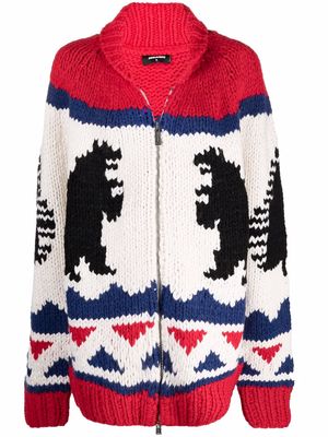 Dsquared2 knitted intarsia zip-up jacket