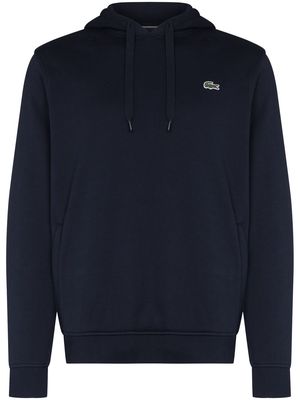 Lacoste logo-patch drawstring hoodie - Blue