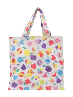 Familiar floral-print tote bag - White