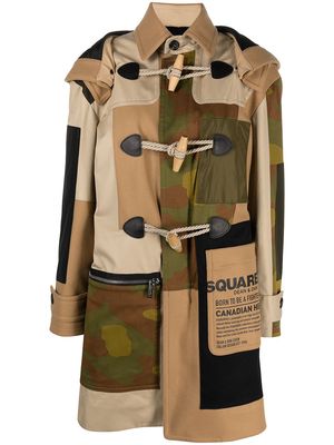 Dsquared2 patchwork-design duffle coat - Neutrals